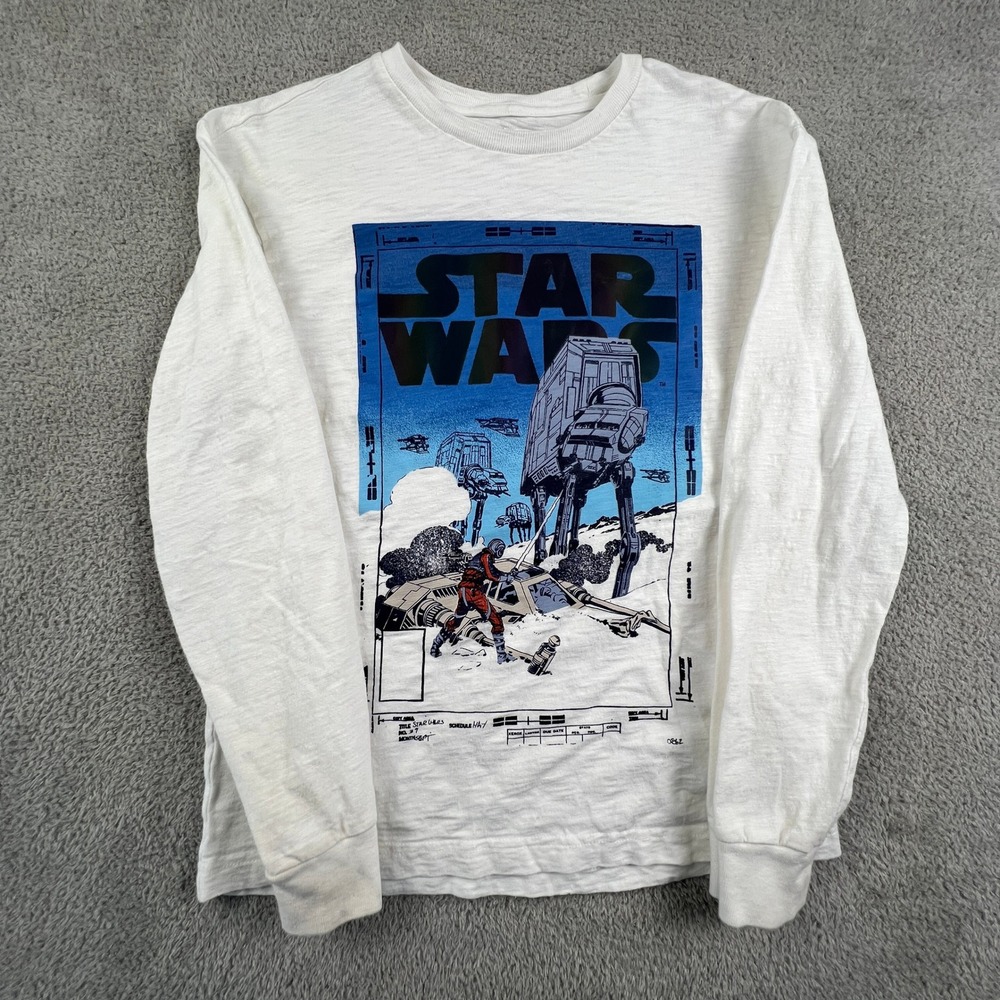 Gap Star Wars Long‎ Sleeve Graphic Tee Off White Hoth AT-AT XL